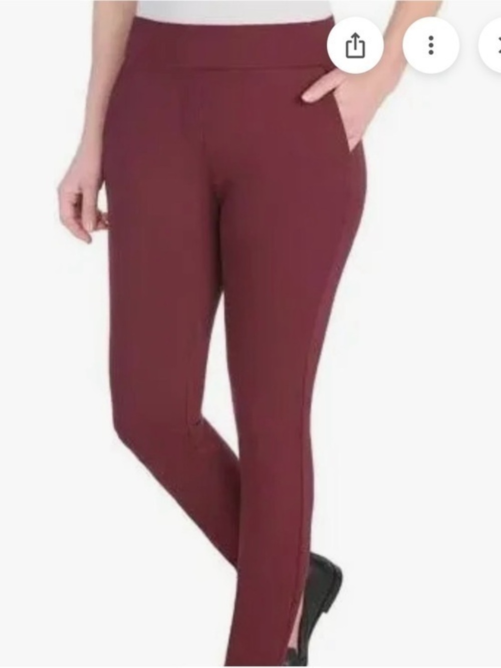 Dalia Wine Pull-On Slim Leggings with Ankle Slits